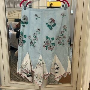 Light blue floral cotton skirt
